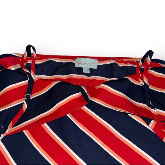 Veronica M Red Navy White Striped Camisole Sleeveless Blouse - Picture 6 of 8